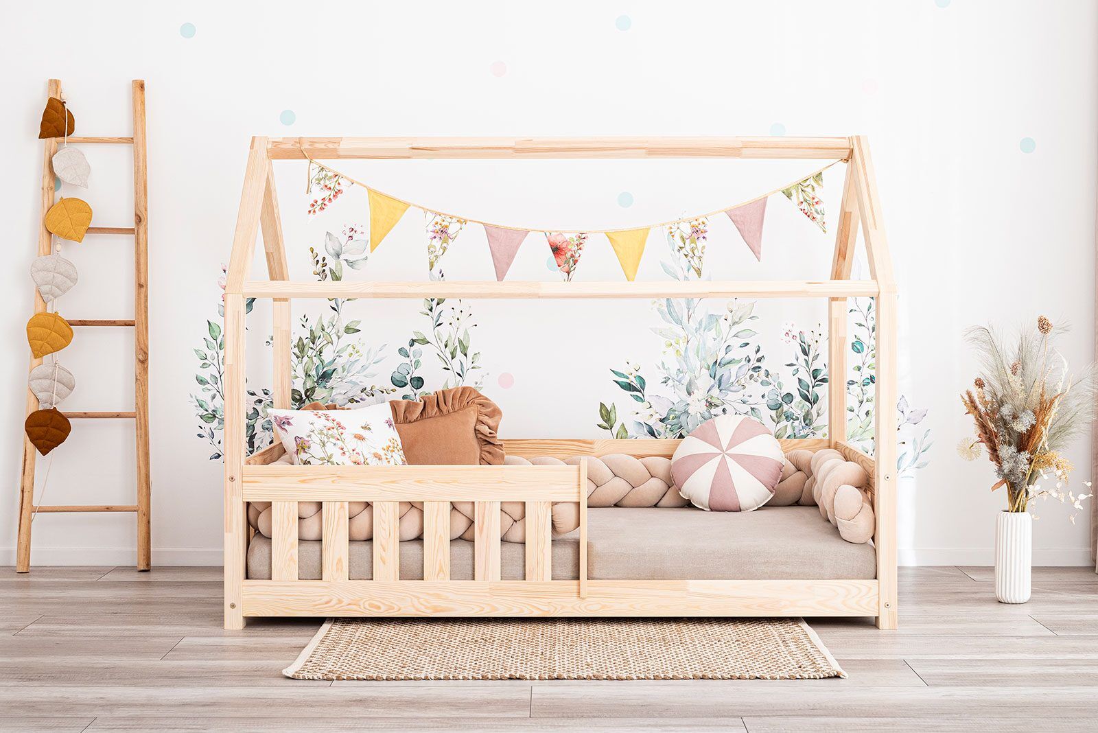 Bed bumper - one color braid - Beige