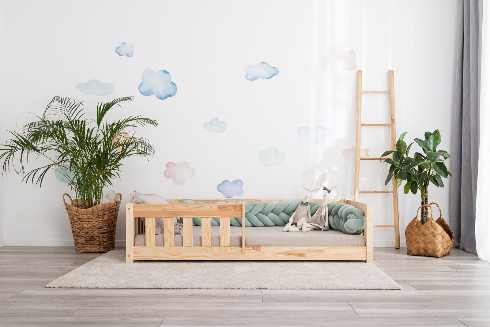 Braided bed bumper – 5 strands 180-420 cm - sage green