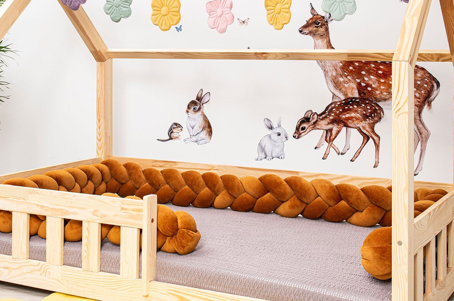 Bed bumper - braid - cinnamon