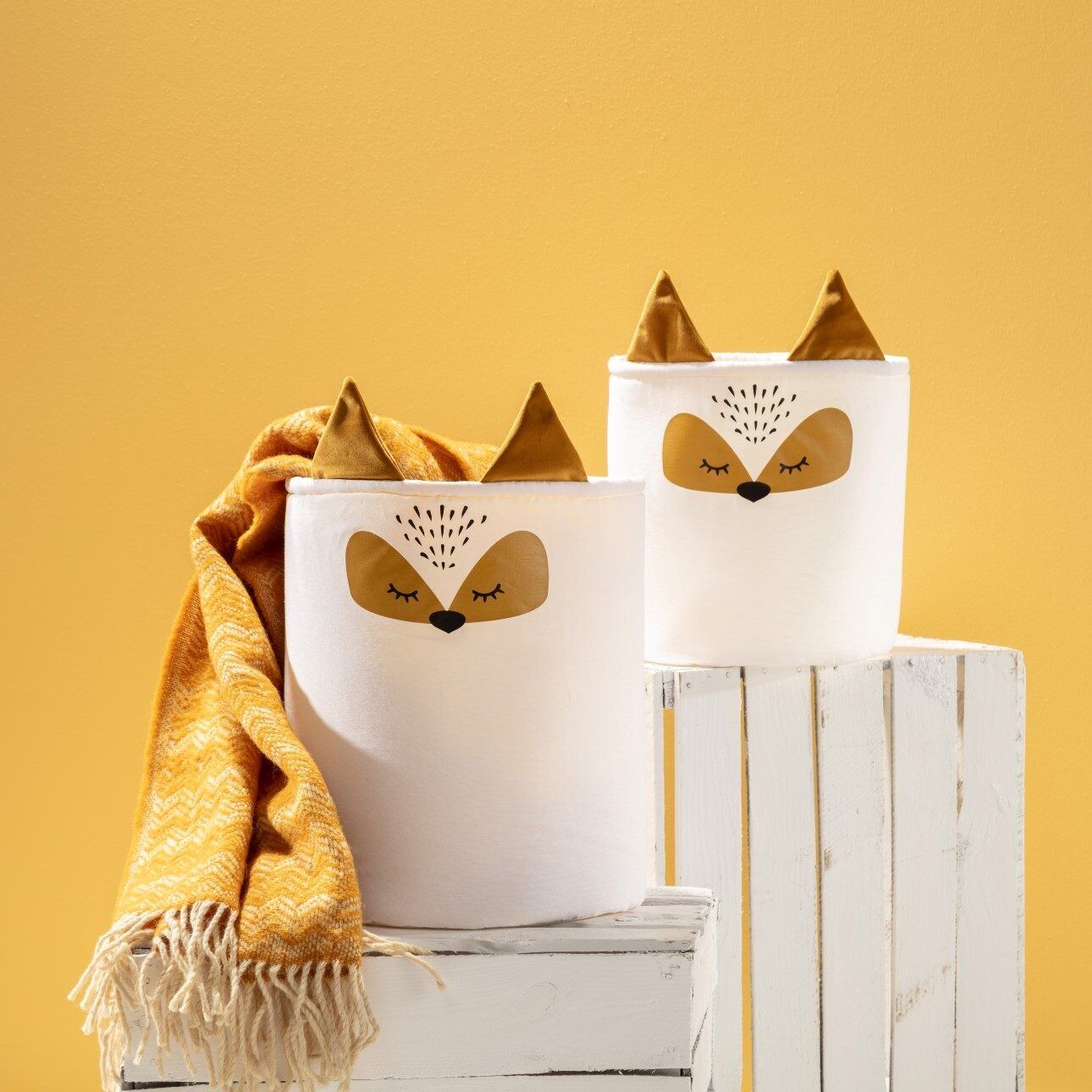 Toy basket Happy Fox – 30x30x40 cm, 25x25x30 cm