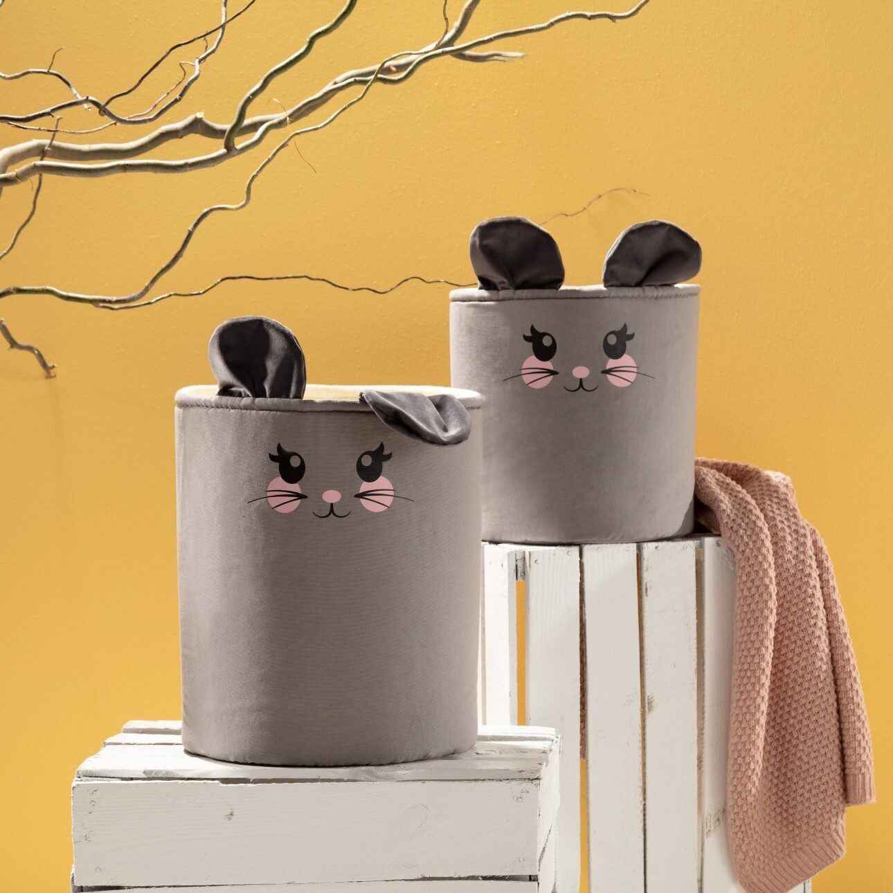 Toy basket Happy Mouse – 30x30x40 cm, 25x25x30 cm