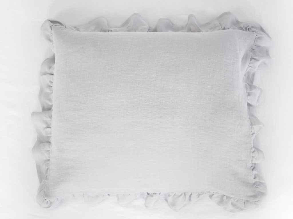 Linen pillow cases with frill - Light Gray