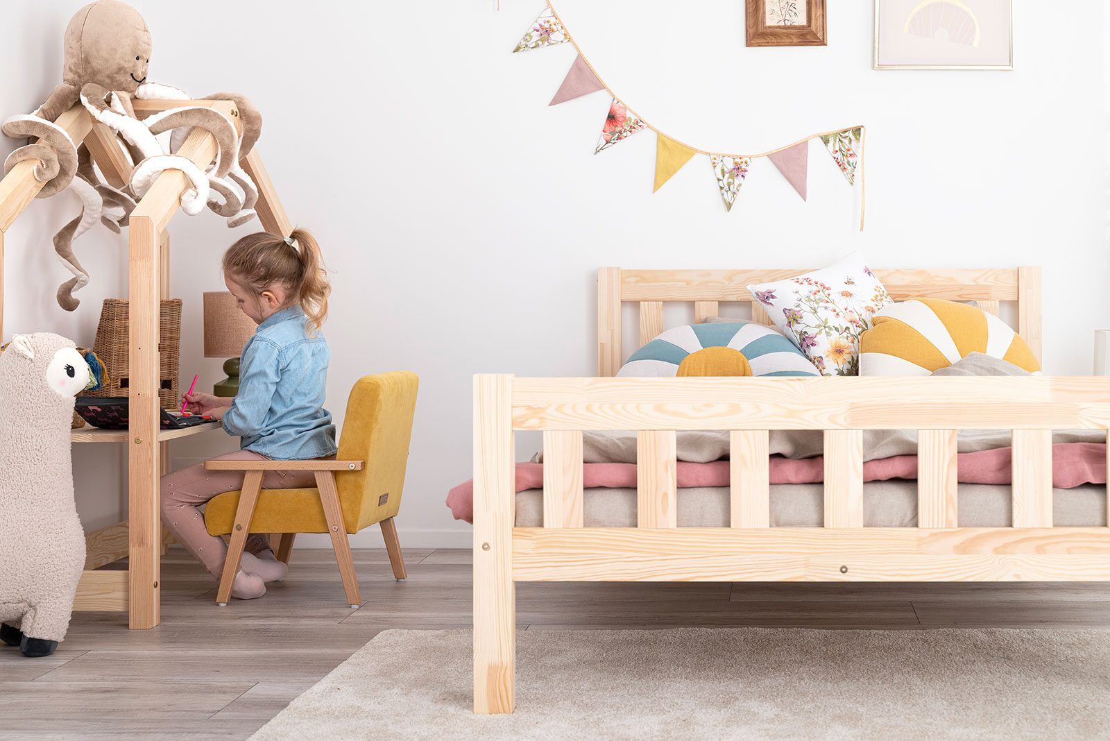 In the photo: Children’s bed Topo 160x80cm with legs extended by 20cm