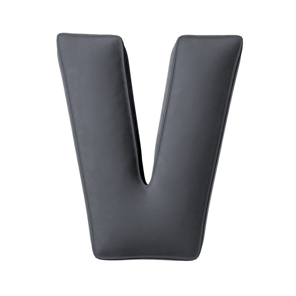 Pillow letter V Graphite grey