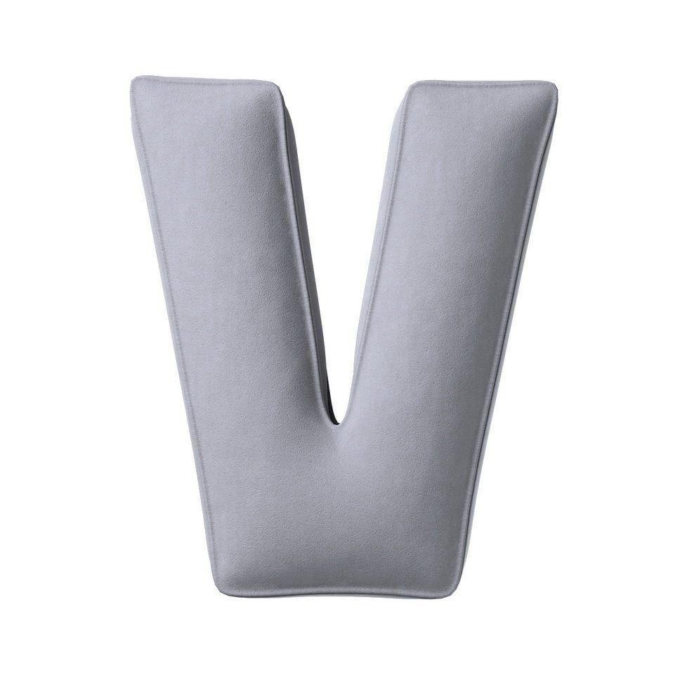 Pillow letter V Silvery grey