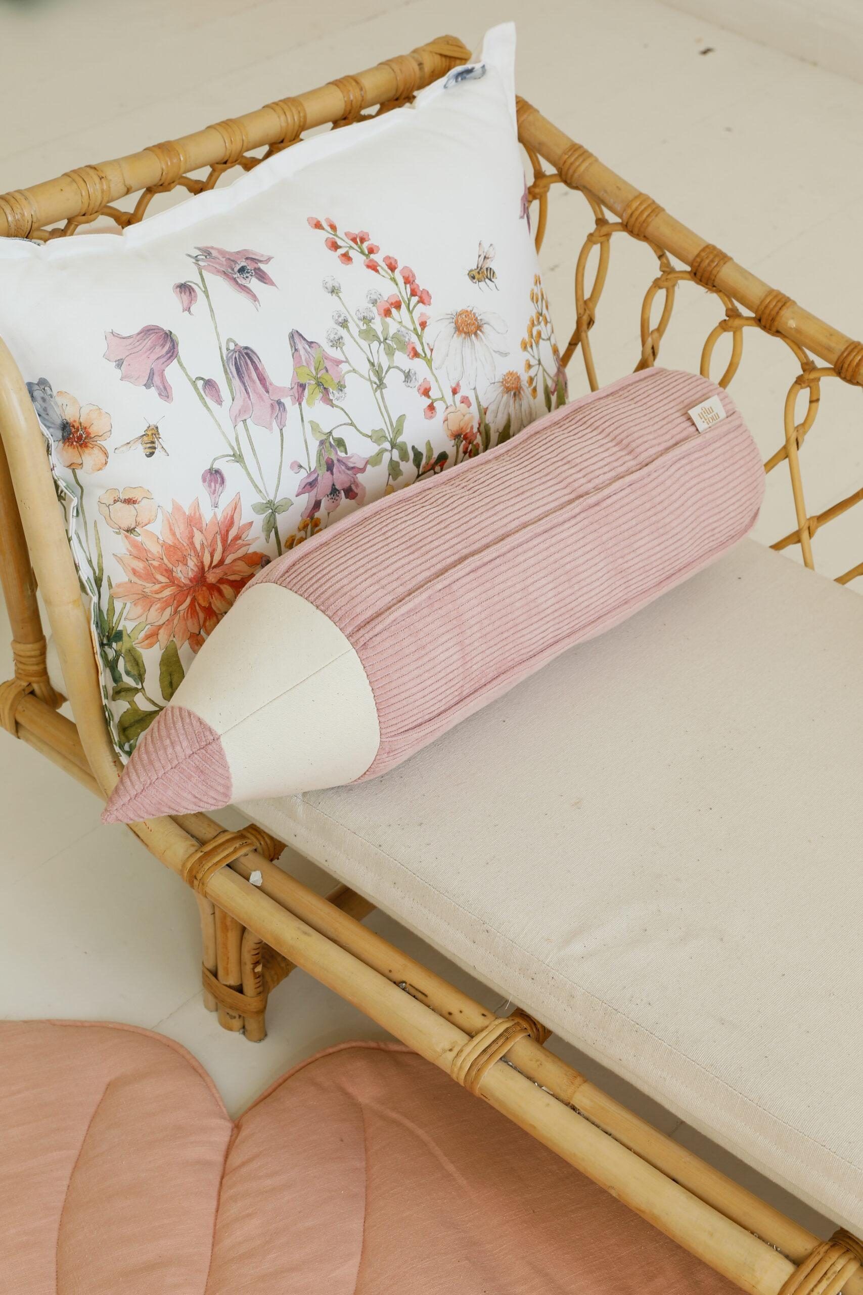 Corduroy Pencil-Shaped Cushion - Pink