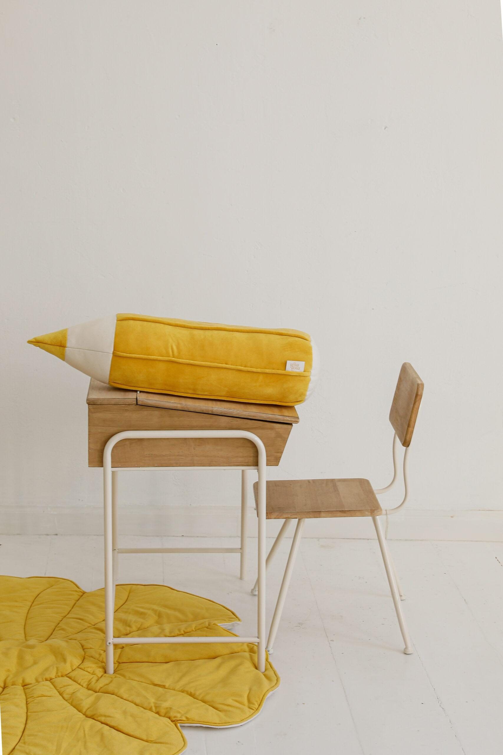 Velvet Crayon-Shaped Cushion - Yellow