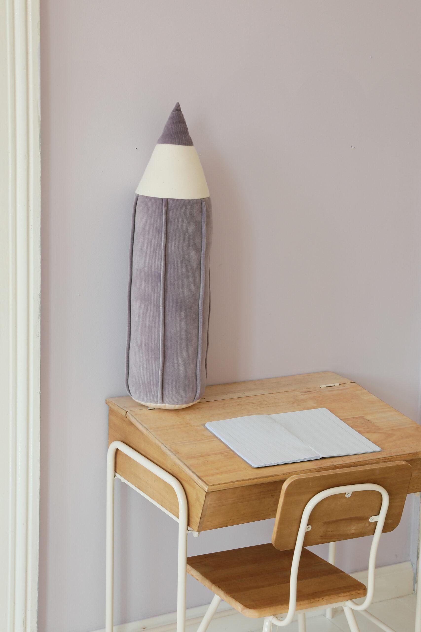 Velvet Crayon-Shaped Cushion - Violet