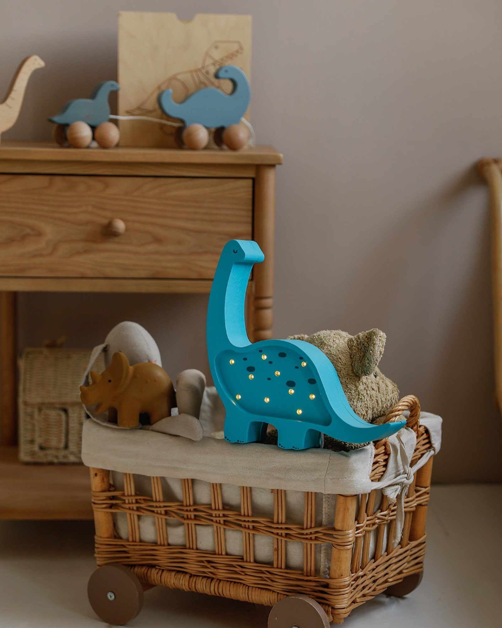 Lamp Dino Diplodocus Mini Bright Cyan