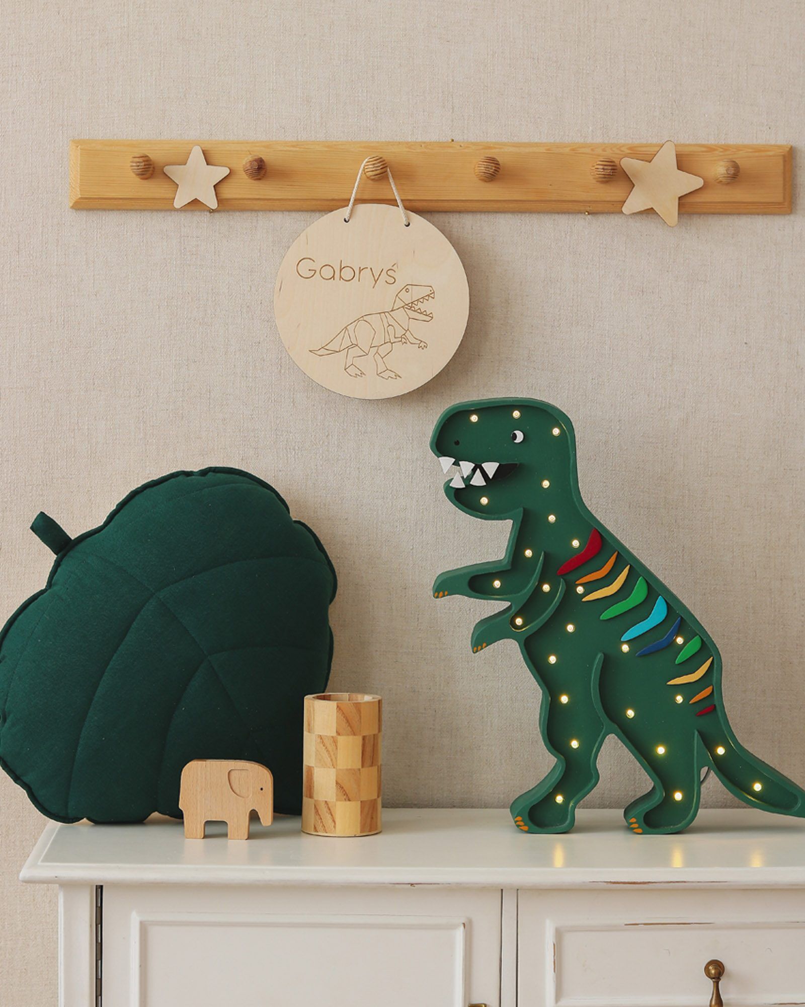 Lamp Dino T.Rex Rainbow Green