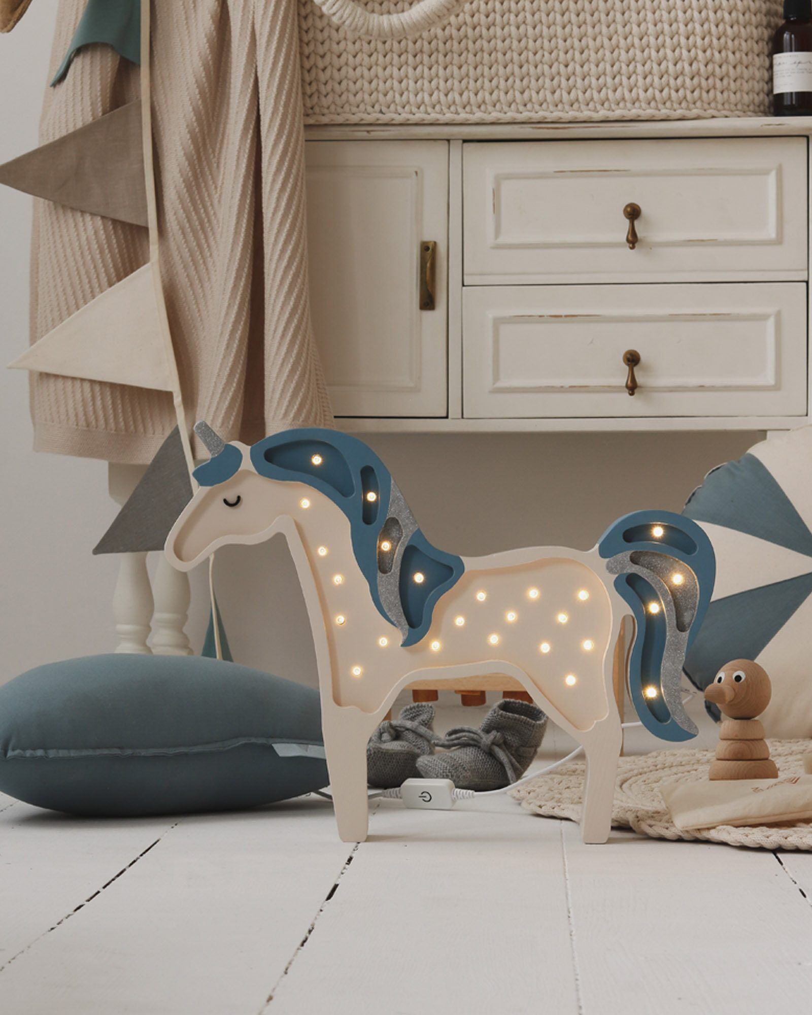 Lamp Unicorn Denim Glitter
