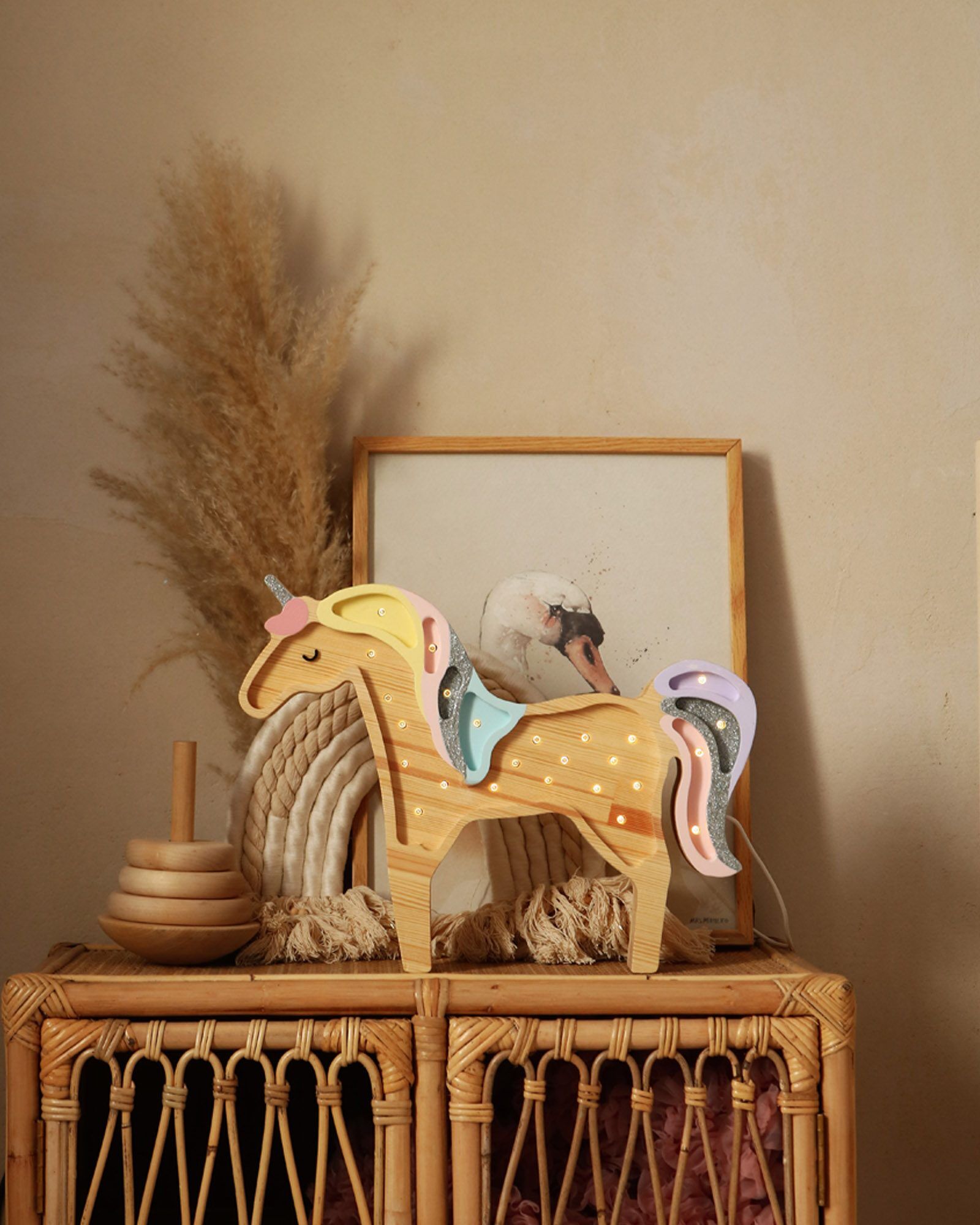 Lamp Unicorn Rainbow Wood