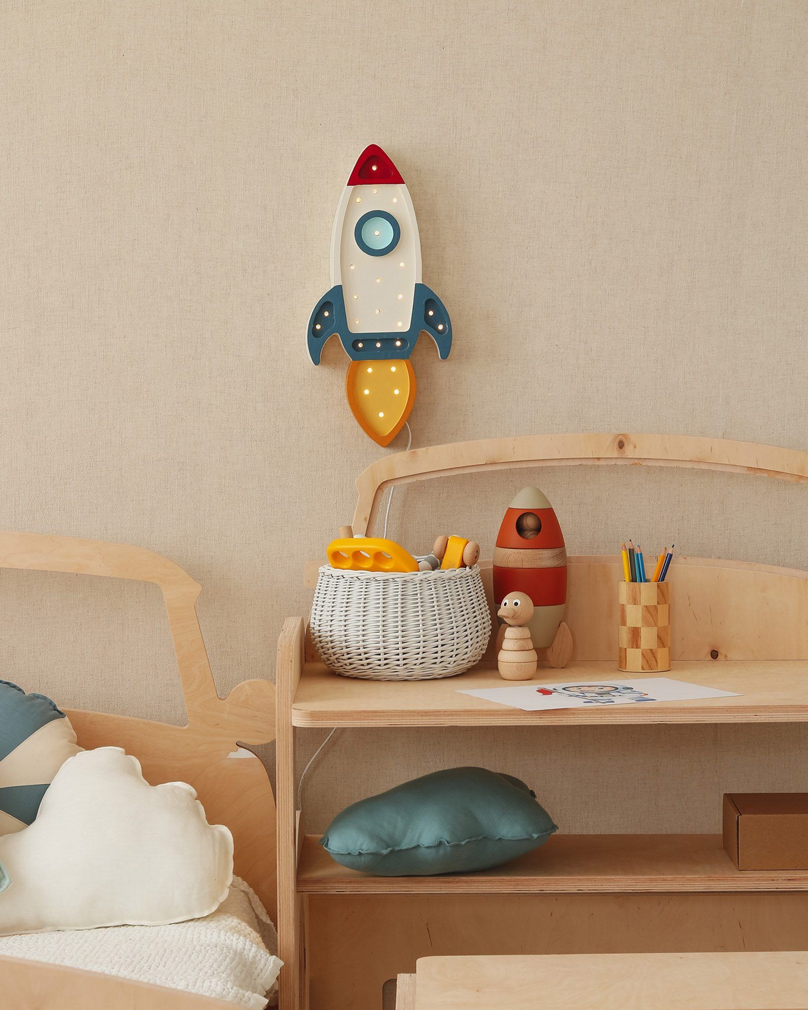 Lamp Space Rocket Galactic White