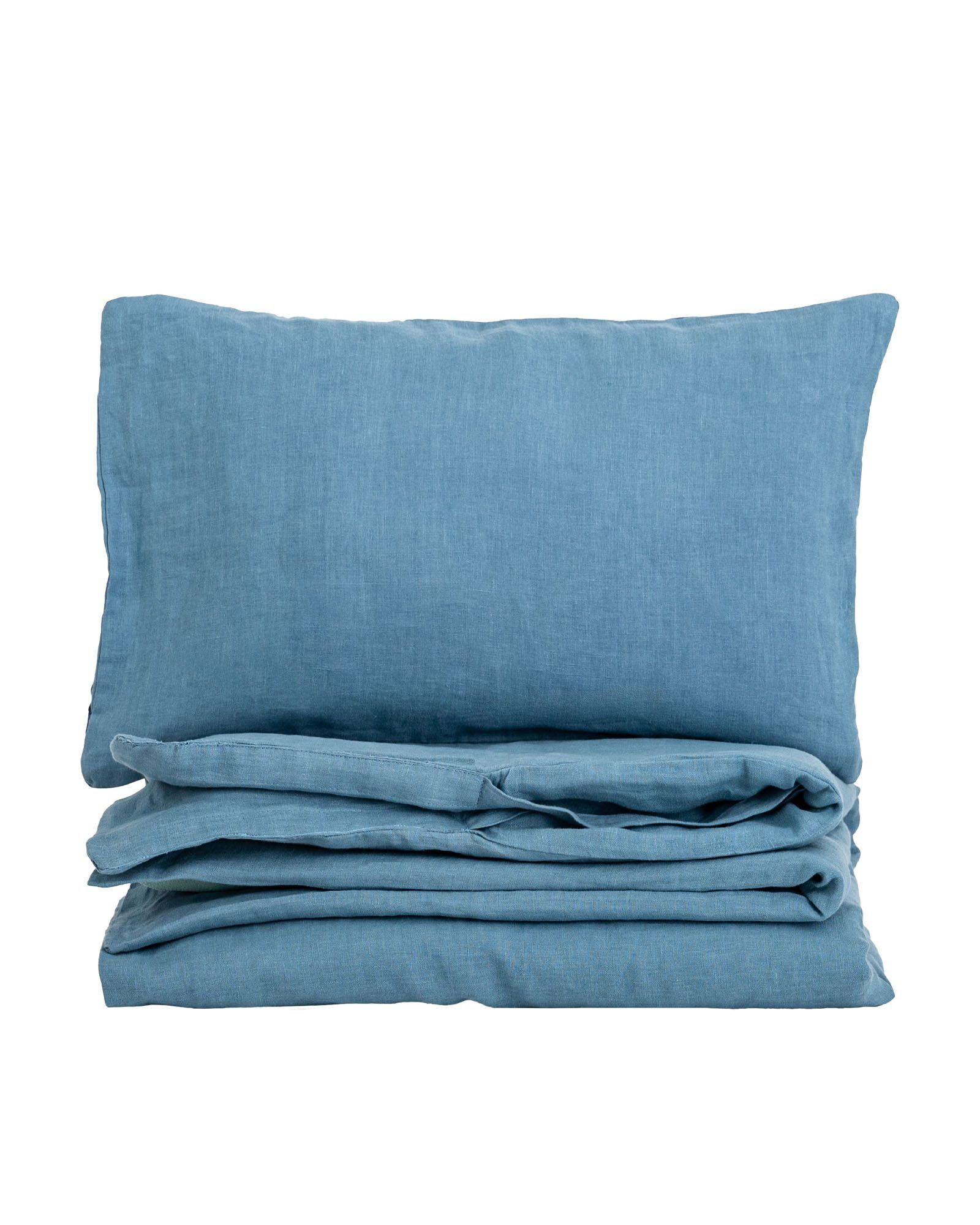 Linen Baby Bedding Set Classic, Colour: Dusty blue