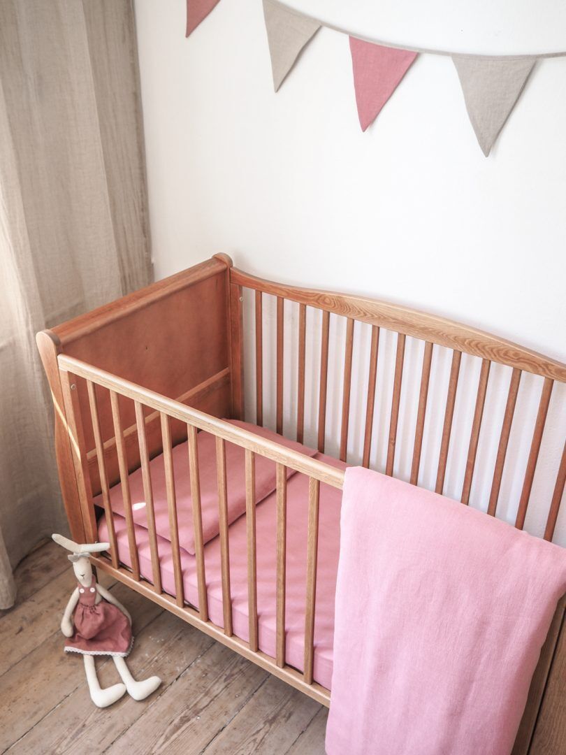 Linen Baby Bedding Set Classic, Colour: Dusty pink