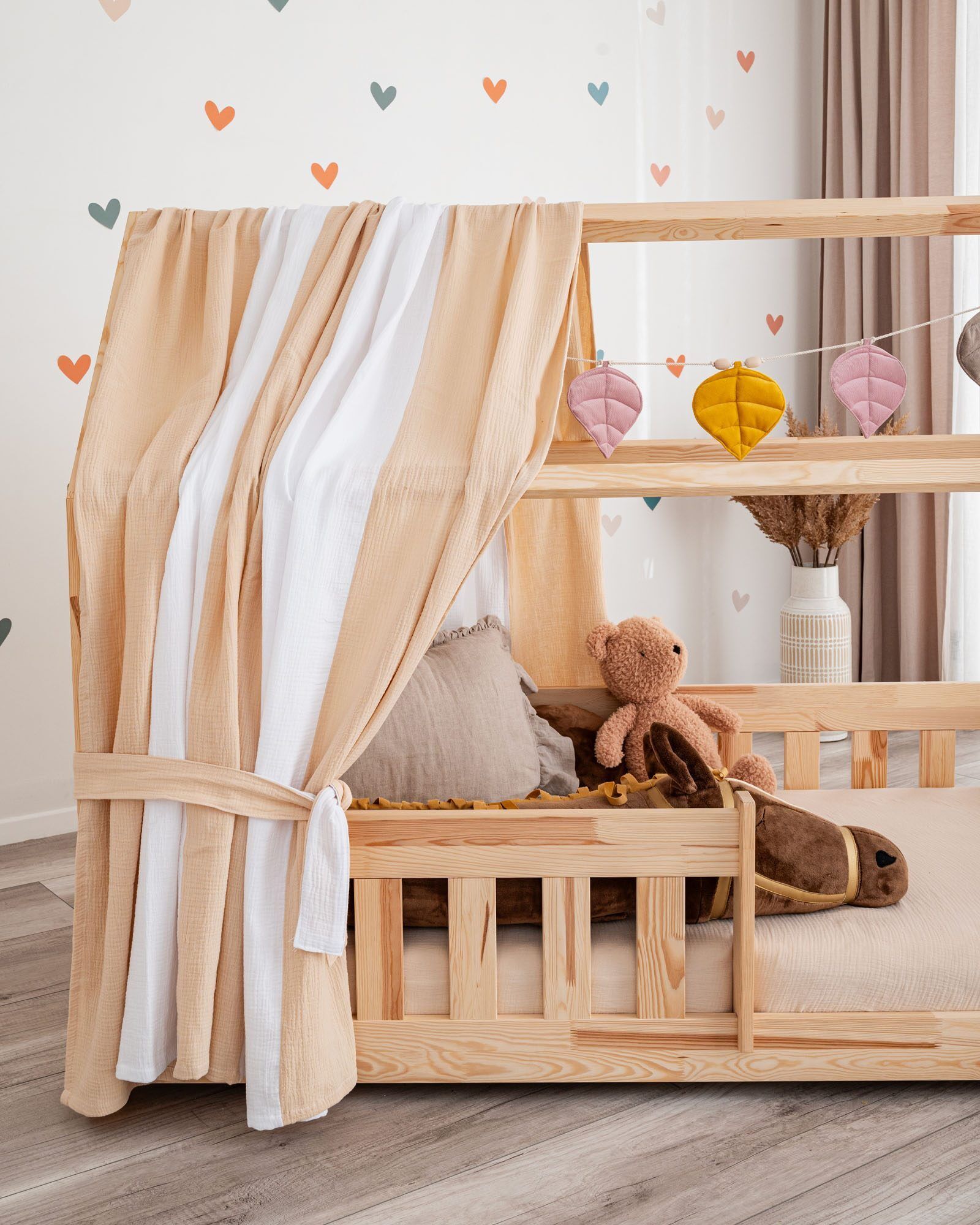 Meli – Muslin Striped Curtain – 1 piece - Beige and white