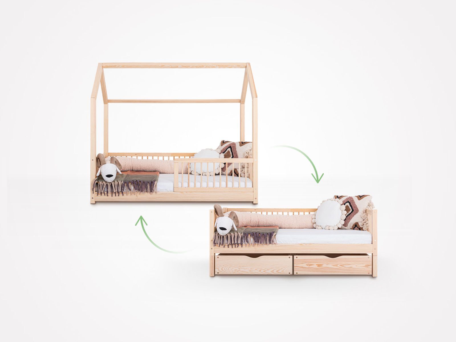 Montessori Kids Bed 4-in-1 – House Bed & Floor Bed – Classic