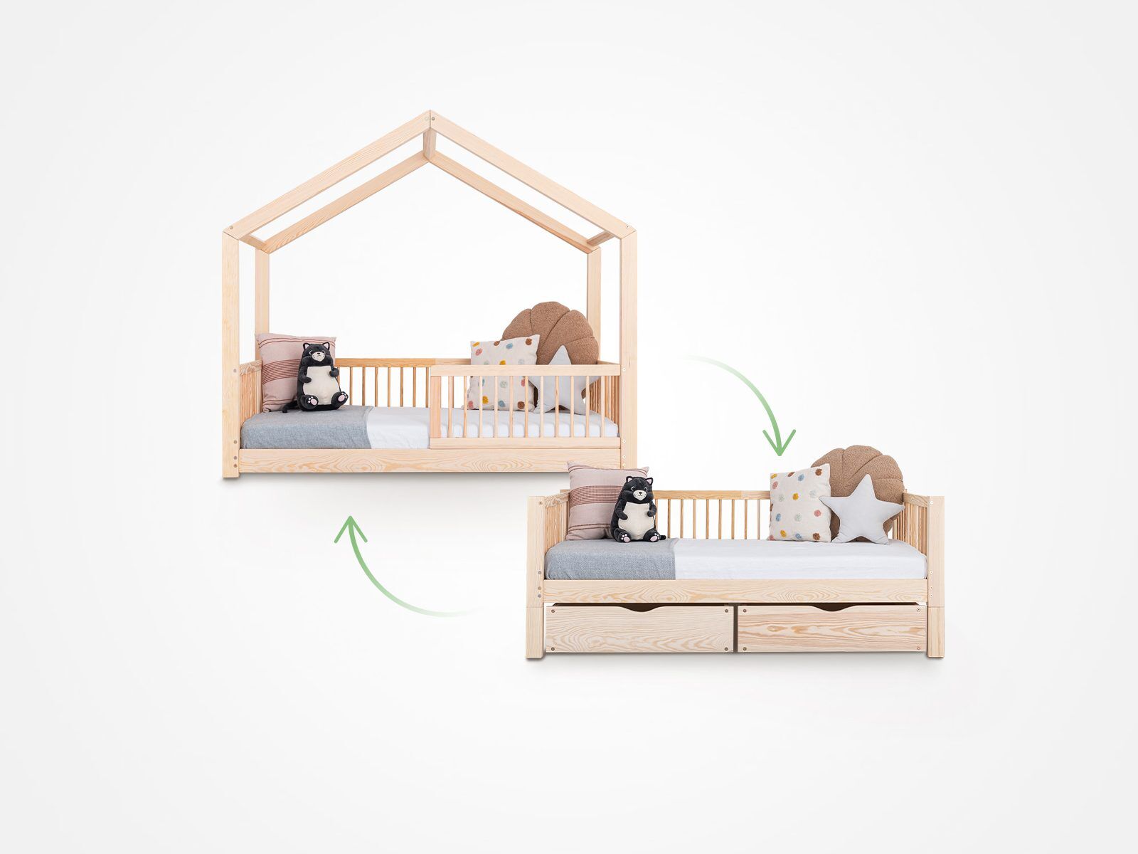 Montessori Kids Bed 4-in-1 – House Bed & Floor Bed – Modern